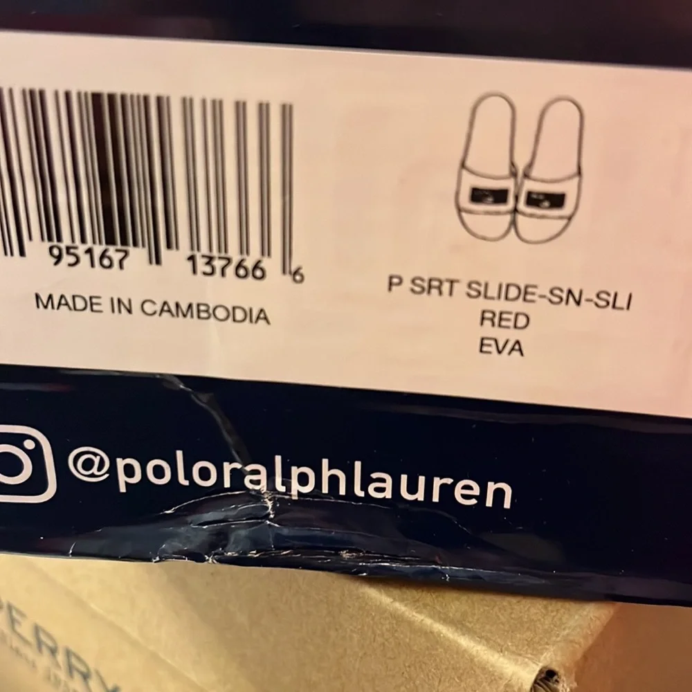Polo Sport Ralph Lauren EVA Slides Sandals Shoes new Flip Flops red Mens Size 11